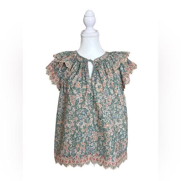 Ulla Johnson Floral Lace-Trim Blouse – Size 8 - Picture 1 of 7